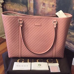 BNWT Authentic Gucci Pink MicroGuccissima Tote